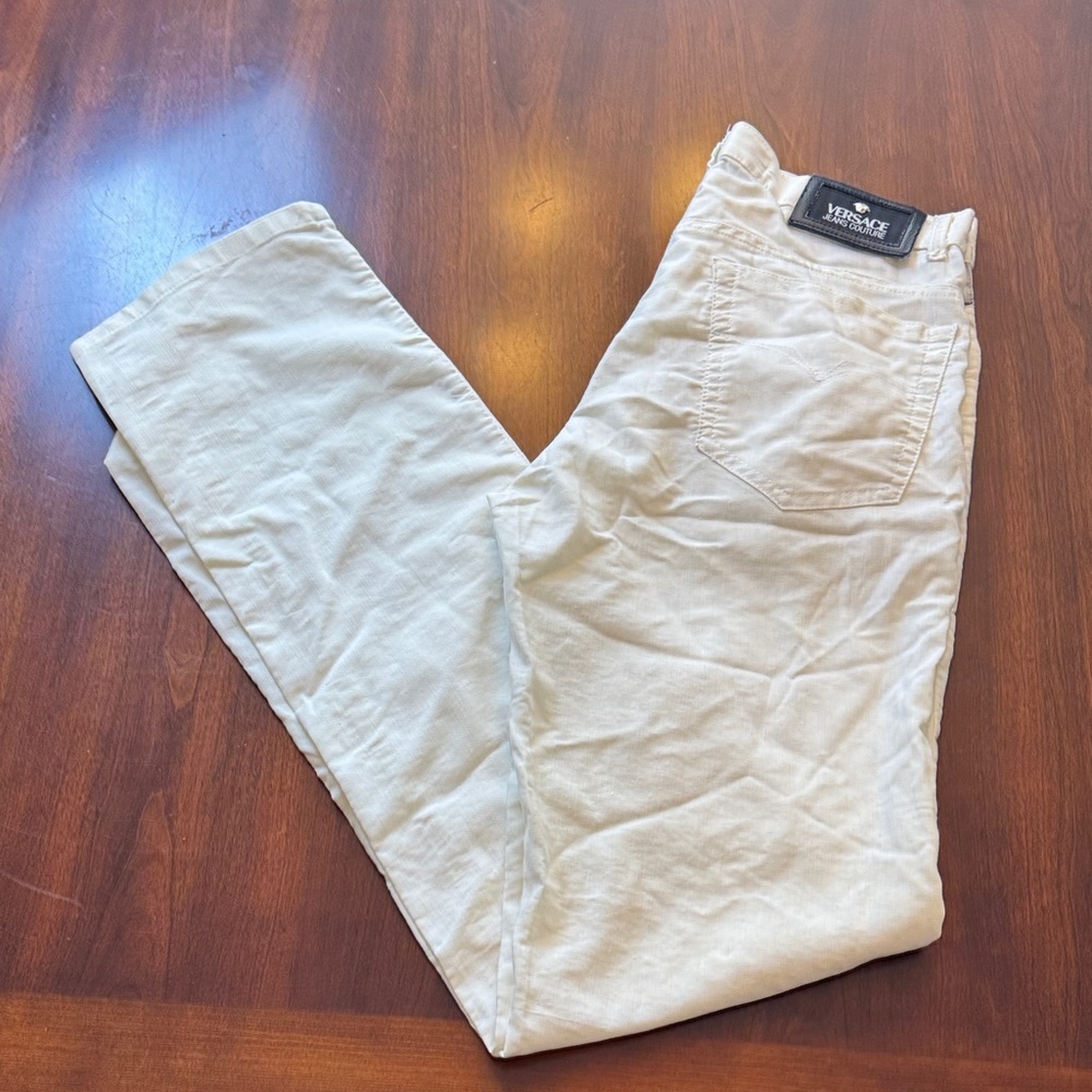 Woman’s Versace Jeans Couture White Linen Blend Jeans